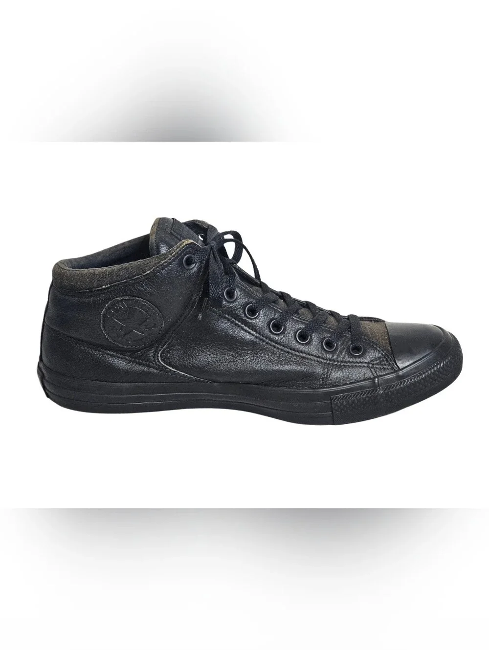 ​Converse CTAS High Street Leather Triple Black 161473C Mid Top Sneakers Men 13